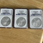 3 coins - 2008, 2009 and 2010 American Silver Eagles - NGC MS69 - Early Releases