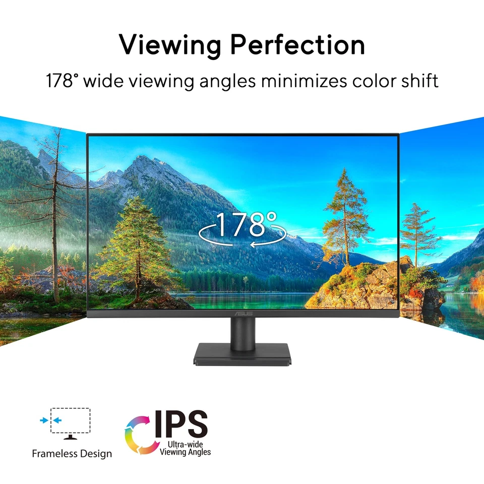 ASUS 24” 1080P Eye Care Monitor VA249QG - IPS, Full HD, 99 sRGB, Frameless, - Image 2 of 4