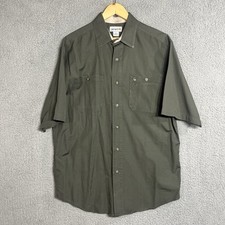 Carhartt S210 Mens Cotton Work Shirt Moss Green Large Short Sleeve Lightweight