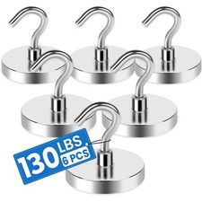 LOVIMAG Magnetic Hooks for Cruise Cabins, 130LBS Strong 130lbs-6p, Silver