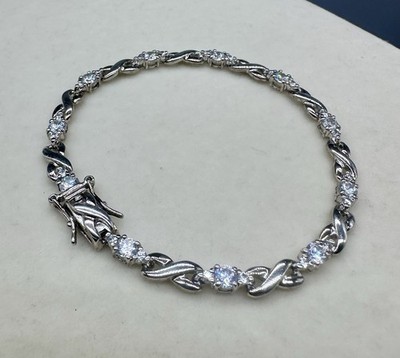 Ross Simons 925 Sterling Silver CZ Infinity Link Tennis Bracelet 7.5 