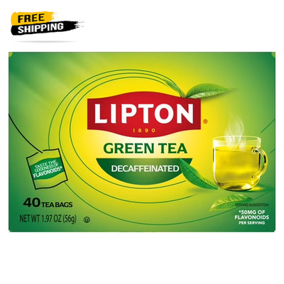 Lipton Green Tea, Decaffeinated, Tea Bags 40 Count Box
