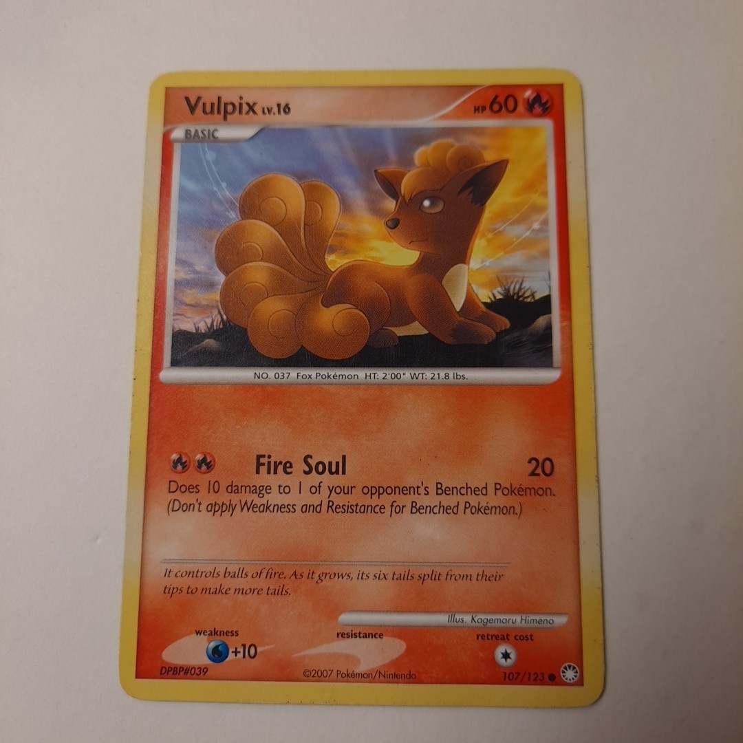 Vulpix Pokémon Card Level 16 HP 60 Basic 2007 107/123 Regular