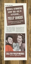 Philip Morris Tobacco Cigarette New York WWII Vintage Print Ad 1944 #0363