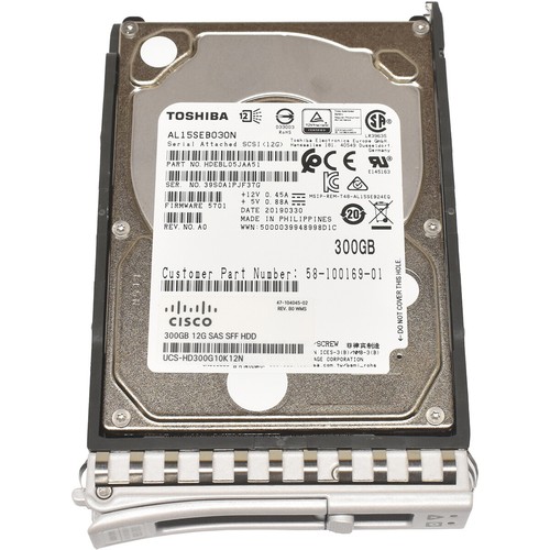 Cisco Toshiba 300GB 2.5" 10K 12G SAS SFF HDD AL15SEB030N UCS-HD300G10K12N - Afbeelding 5 van 5