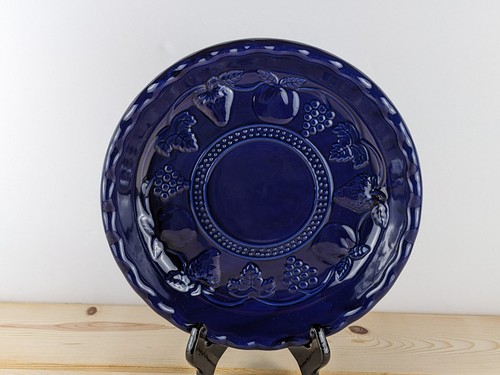 Cobalt Blue Stoneware Embossed Fruit Serving Dish 11" - Picture 15 of 16