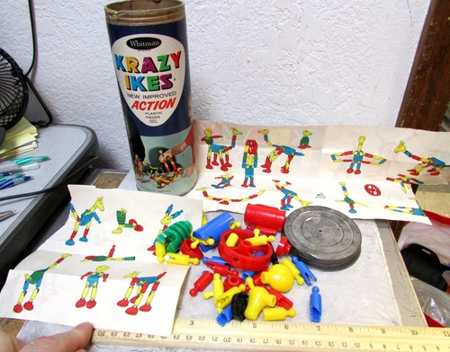 Vintage 1950s toy Whitman Krazy Ikes, some parts left & some instructions