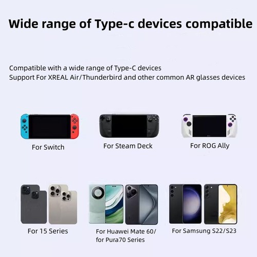 2in1 Type-C To Type-C Video+PD100W AR Smart Glasses Converter For Xreal/Nreal - Picture 8 of 8