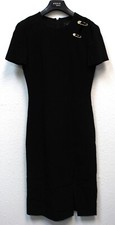 VERSACE Women Small Black Dress Gold Logo Clip Size 36 XS