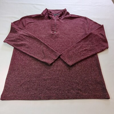 Claiborne 1/4 Zip Men's Burgundy Cotton Blend Pullover Sweatshirt Long Sleeve L