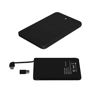 2500 mAh 3-in-1 Flip Power Bank with dual connectors, and USB Type-C adaptor