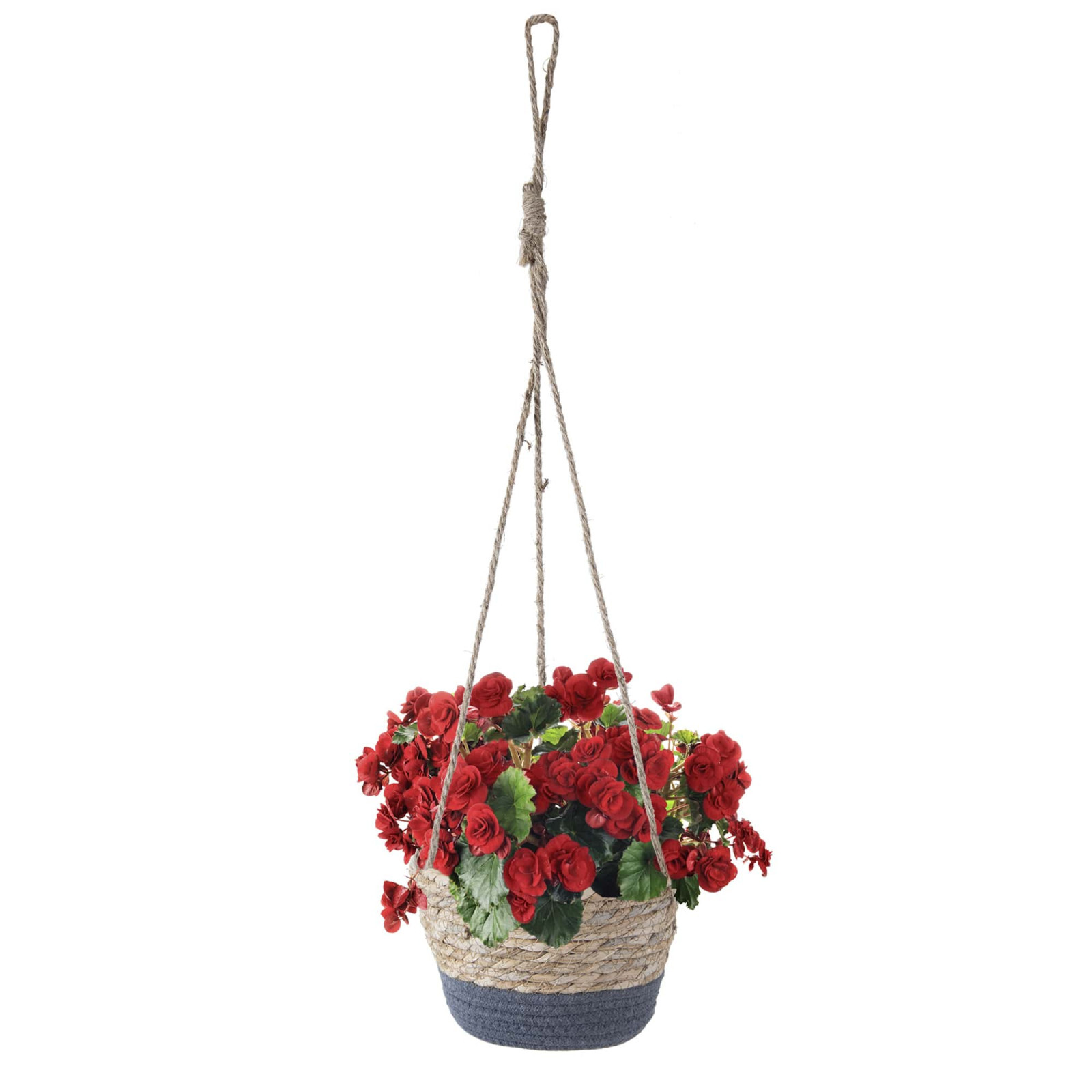 E&W Natural Woven Straw Hanging Flower Pot, Braided Basket Planter with Rope