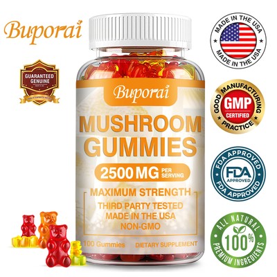 Mushroom Gummies 2500mg -10-in-1-Super Antioxidant, Focus  Memory Support