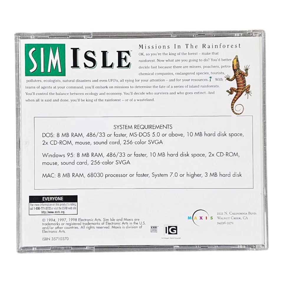 SIM ISLE: Missions In The Rainforest - PC CD, 1998 - WARRANTY - MAXIS - EA Games - Image 2 of 4