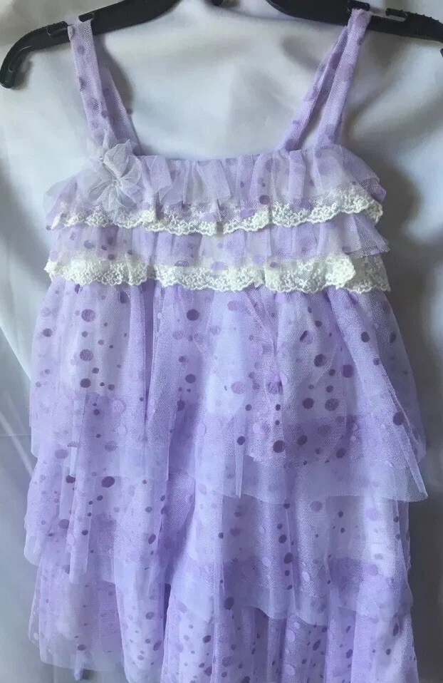 Vestido de Campo Isobella And Chloe Niña Punteado Lavanda en Niveles Talla 5-Nuevo Foto 2 de 4