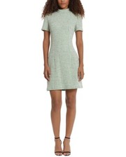 nwt Donna Morgan Short Sleeve Tweed Mini Dress Green $158