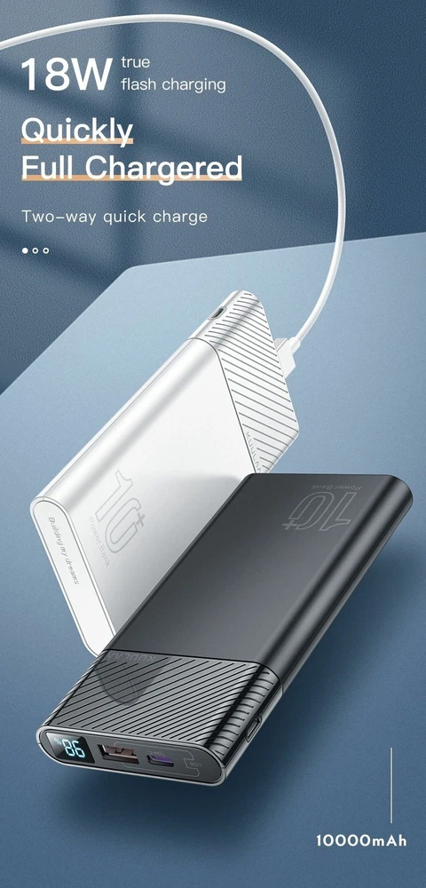10000mAh QC PD 3.0 Fast Power Bank for Phones USB External Battery