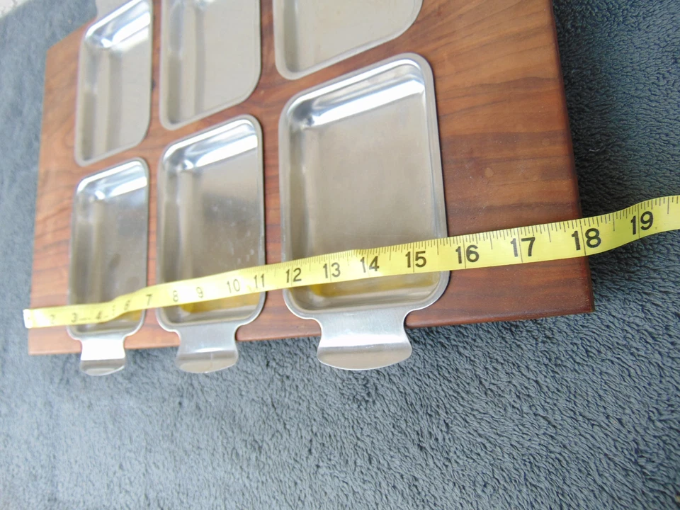 Vintage Teak wood Stainless TRAY compartment MCM Raclette Antipasti ENGLAND KE - Image 3 of 4