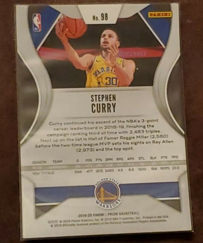 Stephen Curry 2019 Panini #98 Golden State Warriors - Imagen 2 de 2