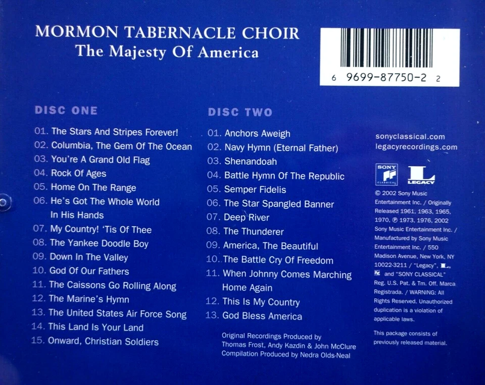 Mormon Tabernacle Choir - The Majesty Of American, набор из 2 дисков - компакт-диск, очень хорошее состояние - Изображение 2 из 2
