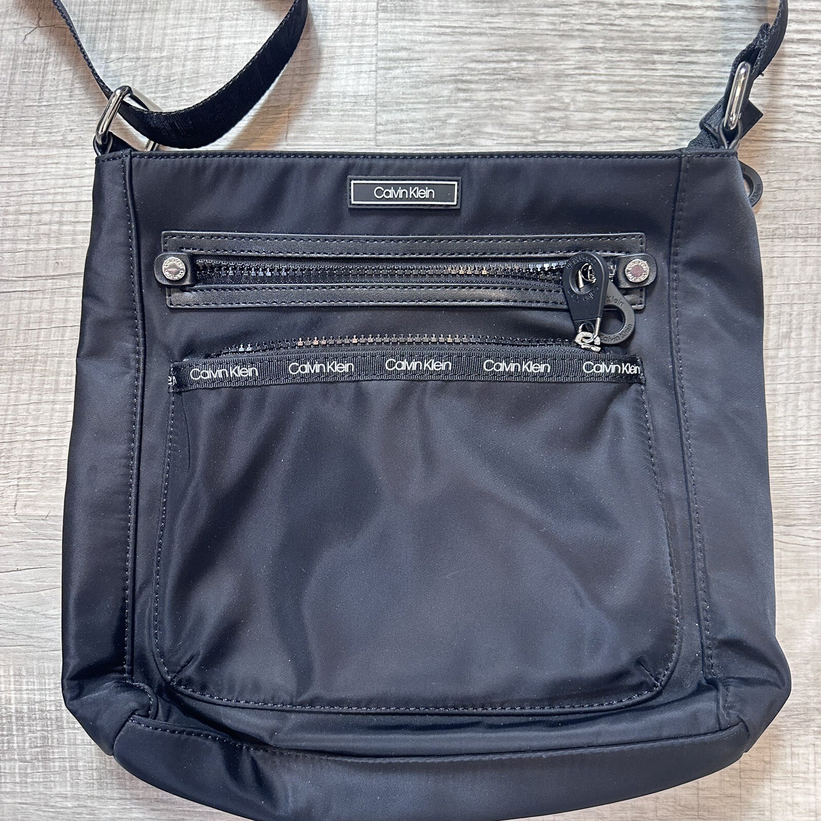 Calvin Klein Black Nylon Organizational Crossbody Bag Purse