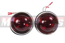 Pair 1950 Pontiac Chevy Ford Gm Tail Brake Light Round Glass Lens Kustom Rat Rod