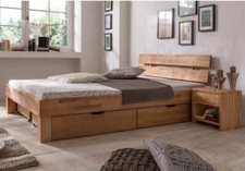 Bett 180x200cm + 2 Bettkasten-Sets + 2 Nachtkonsolen Tollow Kernbuche massiv NEU
