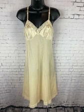 Vanity Fair Nightgown Slip Dress Size 34 L Women's Beige Nylon Vintage A11 