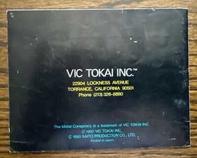 Vintage Nintendo NES The Mafat Conspiracy Game Vic Tokai