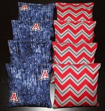 8 CORNHOLE BEAN BAGS made w ARIZONA WILDCATS fabric BAGGO TOSS GAME Top Quality