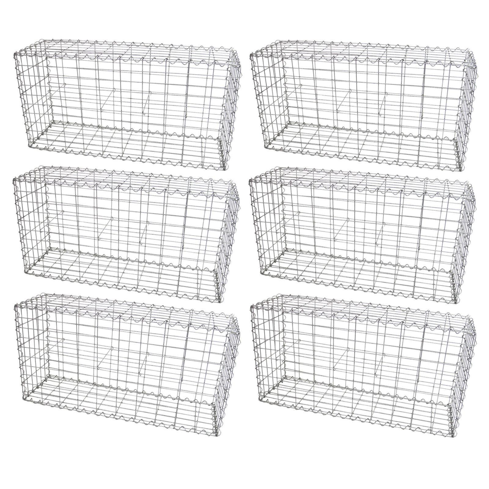 Gabion Baskets Outdoor Cages Wire Mesh Planter Stone 100 x 50 x 30cm 6 Pack