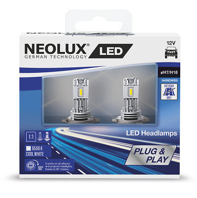 COPPIE LAMPADINE LED H7/H18 PLUG&PLAY 6500K  12W NEOLUX BY OSRAM N499DWBS-2SCB - Foto 1 di 6