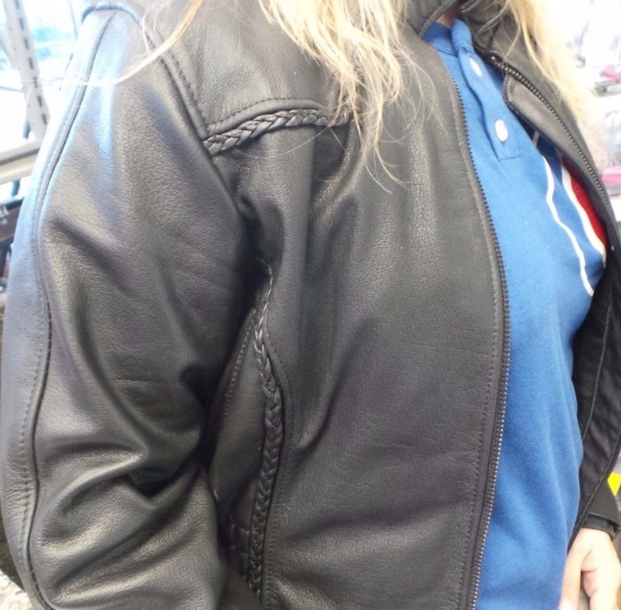 LADIES PRO RIDER LEATHER BIKERS JACKET SZ M 105760-1 (JO) by