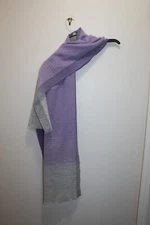 FRAAS WOMENS SCARF 100% CASHMERE STRIPED PURPLE & GRAY 14" x 70"