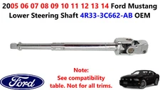 2005 06 07 08 09 10 11 12 13 14 Ford Mustang Lower Steering Shaft 4R33-3C662-AB