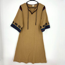 International Botique Size 11/12 Fits XS Small A-Line Sweater Dress Tan Vintage