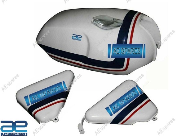 Kompatibel Mit Norton Commando Roadster 750 Weiß Benzintank + Cap Side Panel ECS-image