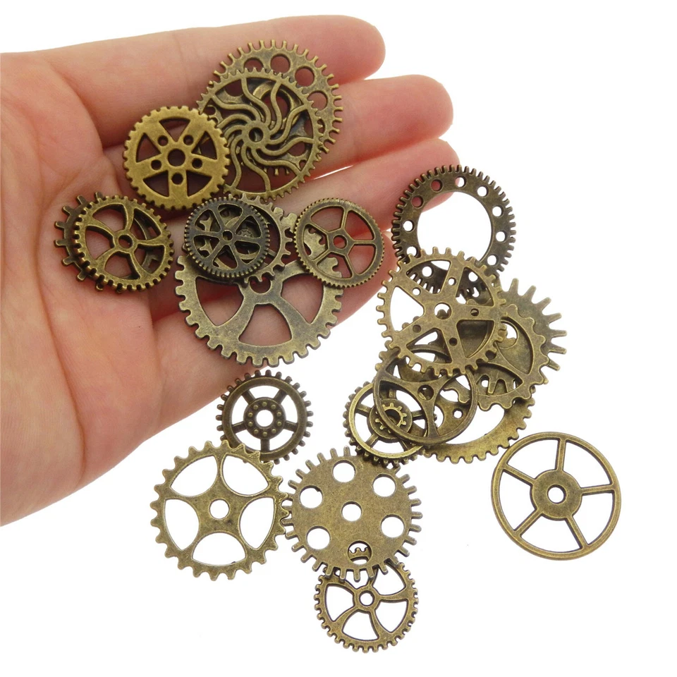 Antiqued Bronze Alloy Mixed Clock Steampunk Gear Pendant Charms 15mm 30mm 100pcs - Image 2 of 4