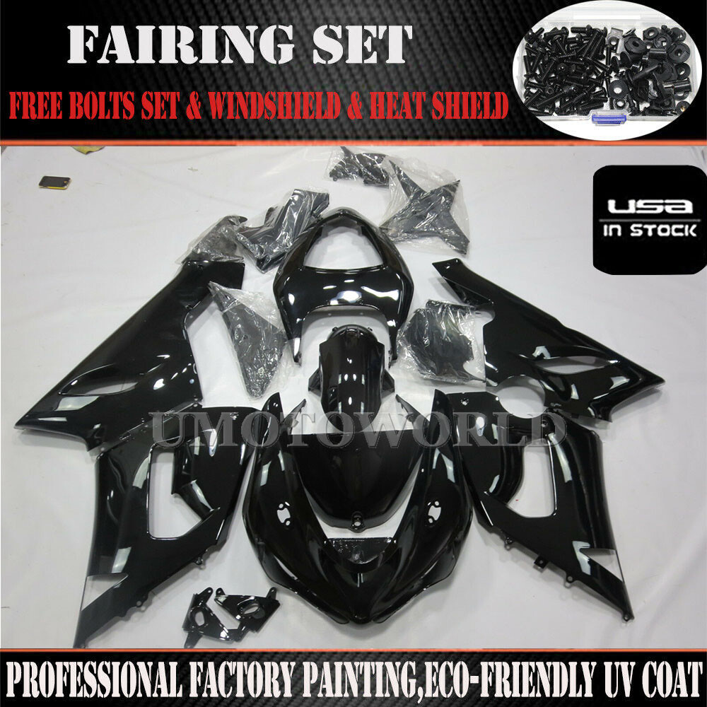 Gloss Black Fairing Kit For Kawasaki Ninja ZX6R ZX-6R 2005-2006
