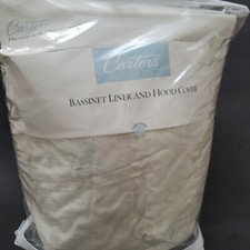 VTG Carter's Bassinet Liner  Hood Cover Baby Bedding Cream Cotton Blend New