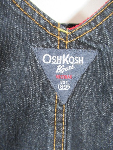OshKosh B'gosh Denim Overalls Baby Boy Size 18 Months Fleece Lined Dark Wash - Picture 6 of 7