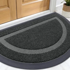 Half Circle Door Mat Indoor Outdoor Entrance Welcome, Waterproof All-Season,