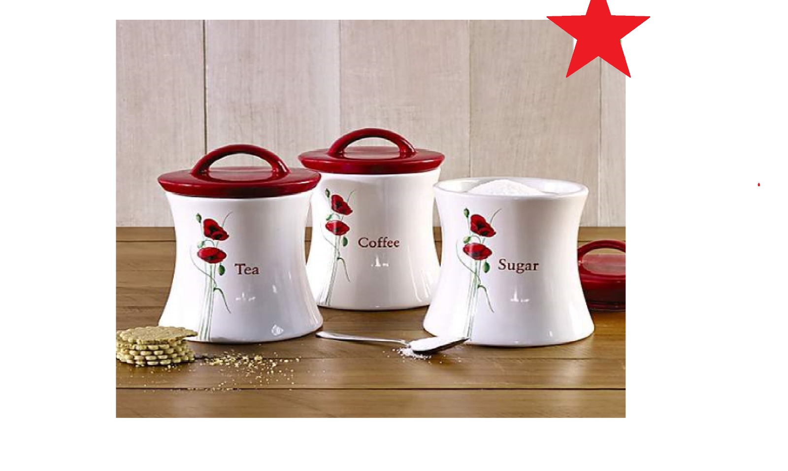 Unusual Poppy Tea Coffee Sugar Canisters