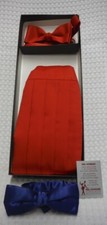 Bow Tie and Cummerbund RED Set with bonus Blue Tie Mel Howard Satin CHRISTMAS