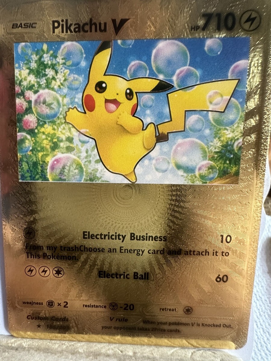Pokemon Pikachu Jump Bubbles GOLD Foil Fan Art MINT