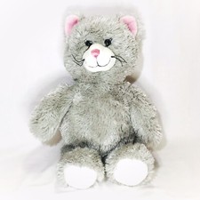 Build A Bear 2010 Gray Kitty Cat Stuffed Plush w/ Whiskers Pink Ears Nose 17"