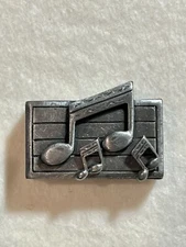 Vintage Torino Pewter G Note Jewelry Necklace Brooch Earrings Trinket Box Music