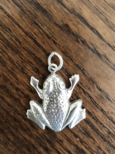 Beautiful vintage Frog Charm /pendant New Sterling Silver 1.25” Long