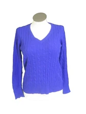 jcp merino wool blend XL TRUE PURPLE Womens Long Sleeve Cable Knit