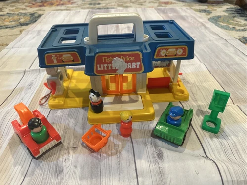 *Vintage* 1986 Fisher Price Little People Little Mart Car Wash Gas Station #2580